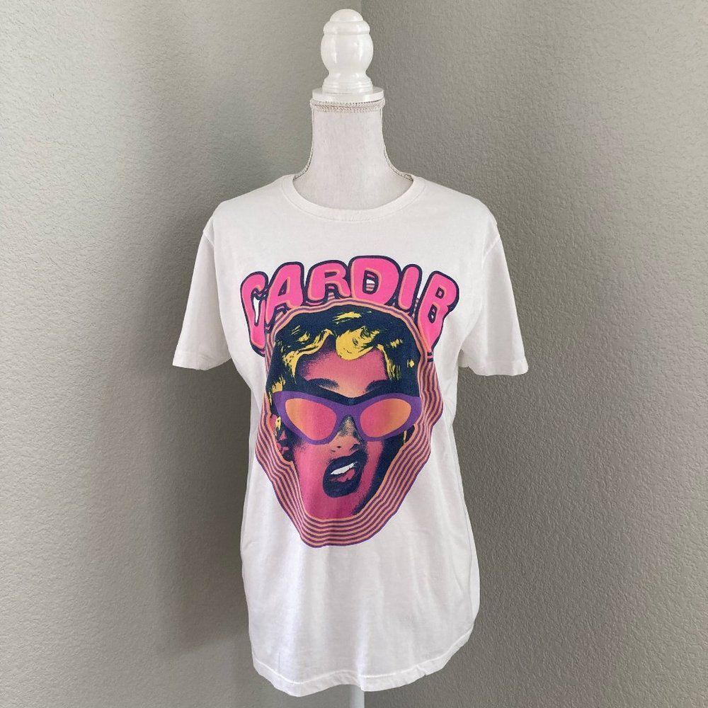 Pacific Womens White Short Sleeve Cardi B Invasion of Privacy T-Shirt Large